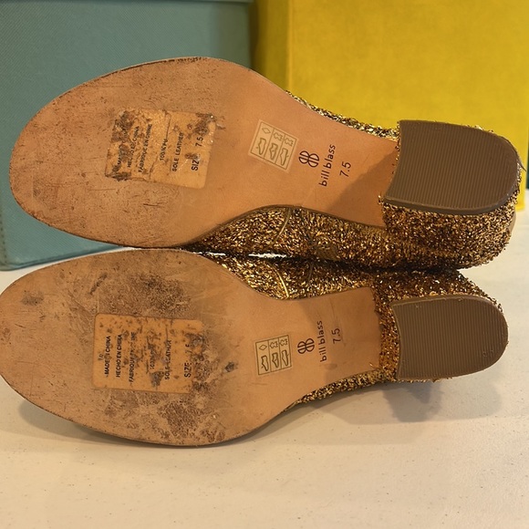 Anthropologie Bill Blass tinsel gold glitter booties - Picture 4 of 5